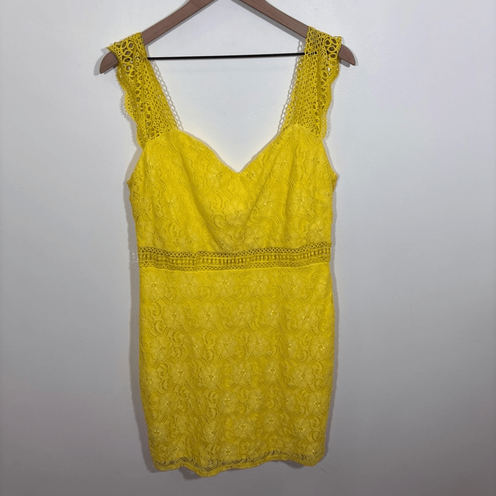 NSR fitted sweetheart stretch knit dress Yellow Size XL