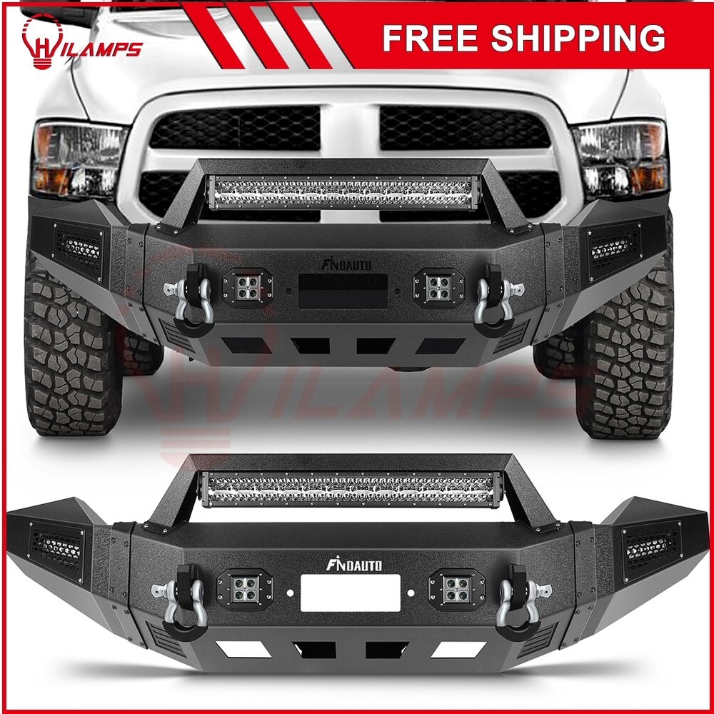 Steel Front Bumper w/ Winch Plate & Fog Light For 2013-2018 Dodge Ram 1500 5.7L