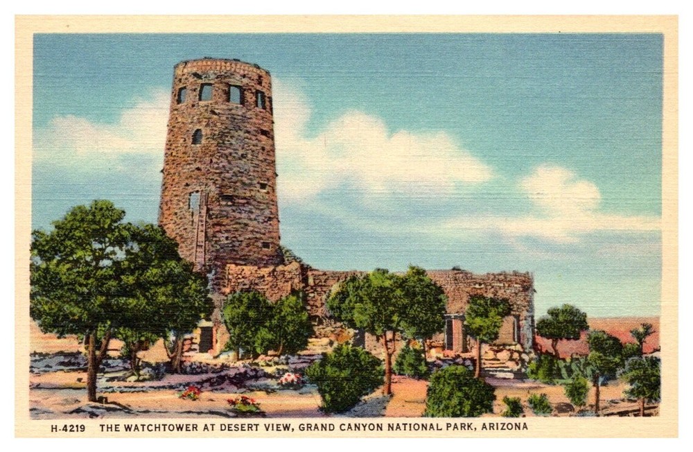 1940s Desert View Watchtower Grand Canyon National Park Arizona Vintage Postcard