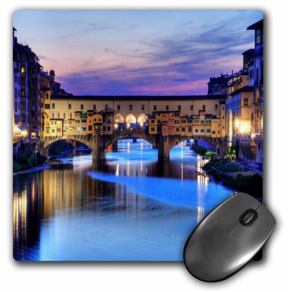 3dRose Florence, Italy water and bridge, dusk MousePad
