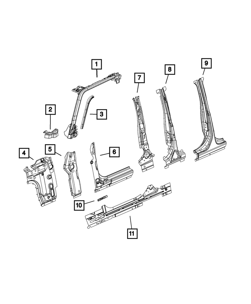 Genuine Mopar B-Pillar Reinforcement Right 68506620AA