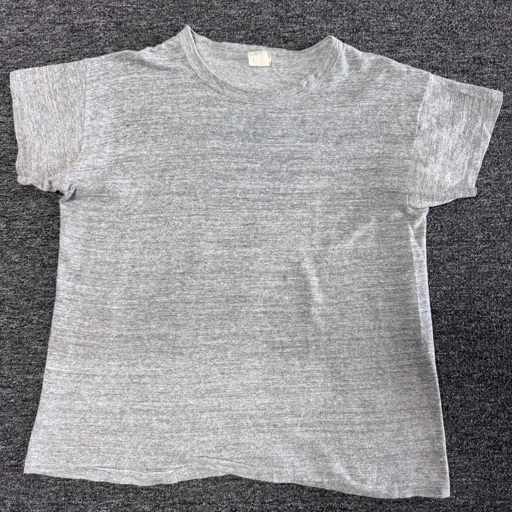 True Vintage 70s Russell Blank Single Stitch Faded T-Shirt Sz XL fits M/L Gray