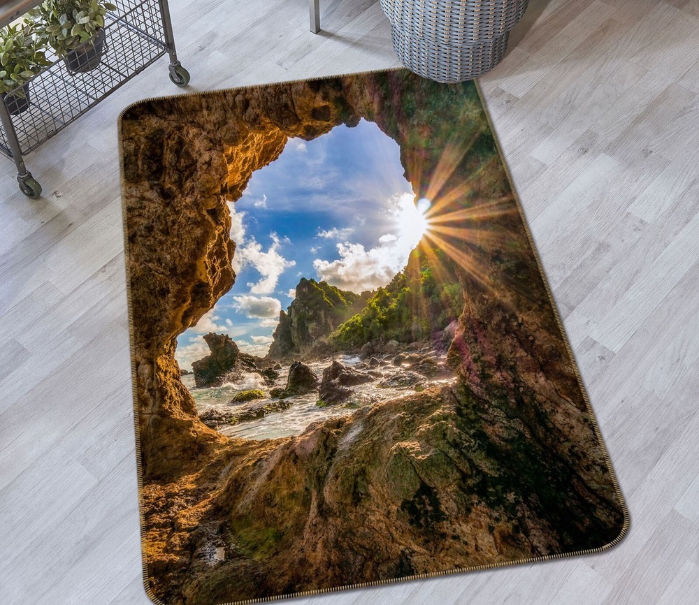 3D Sonnenlicht Berg ZHUC2736 Spiel Rutschfester Teppich Matte Foto Teppich Amy