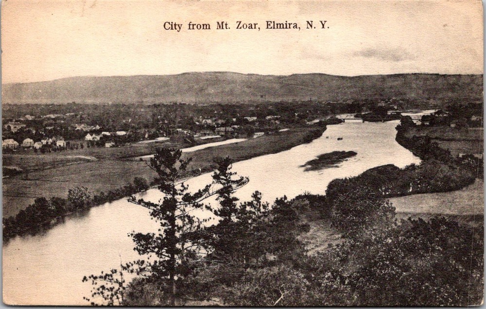 View of City from Mt. Zoar, Elmira NY Undivided Back Vintage Postcard X70