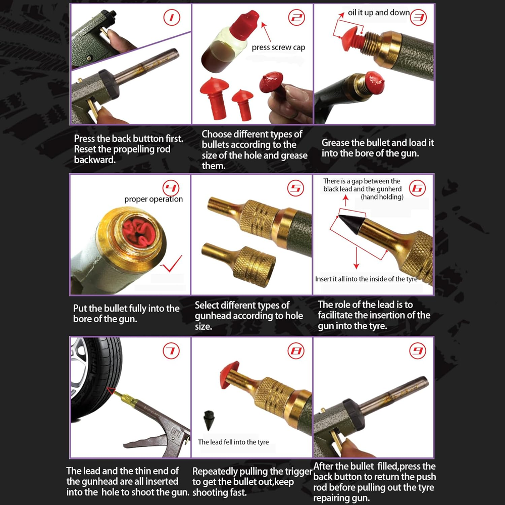 Heavy Duty Tire Repair Kit with Mushroom Plugs for Tyre Punctures