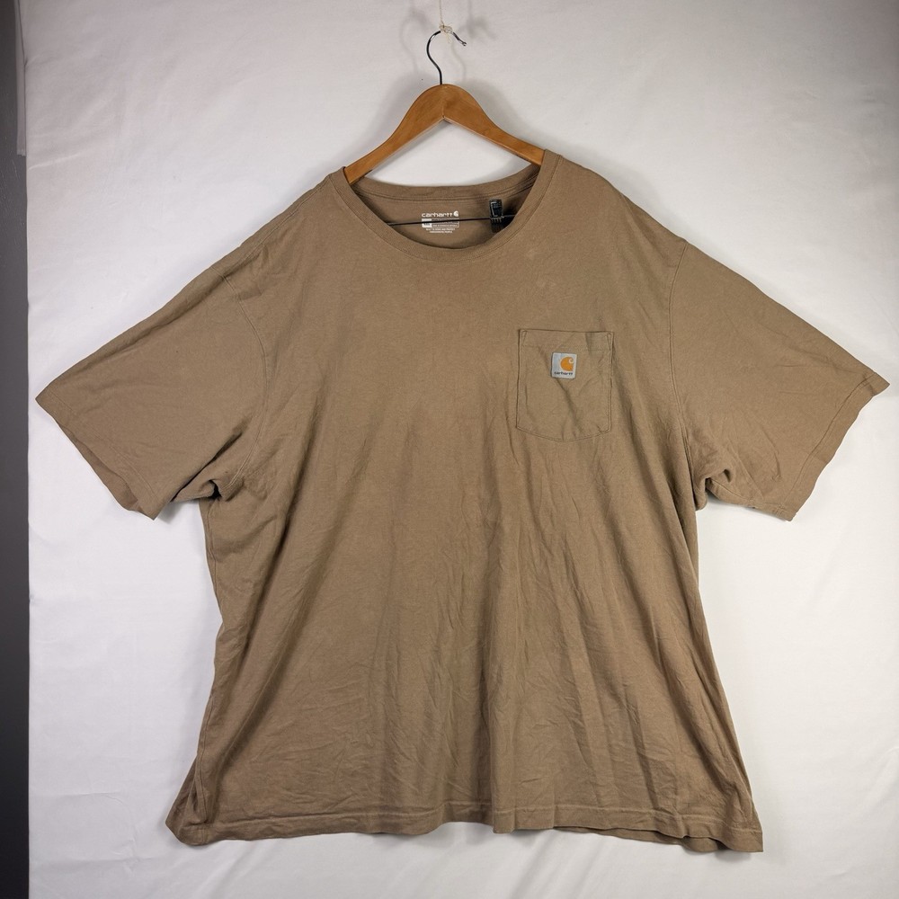 Carhartt T-Shirt Men's 4XL Loose Fit Beige Short Sleeve Pocket Tee 100% Cotton