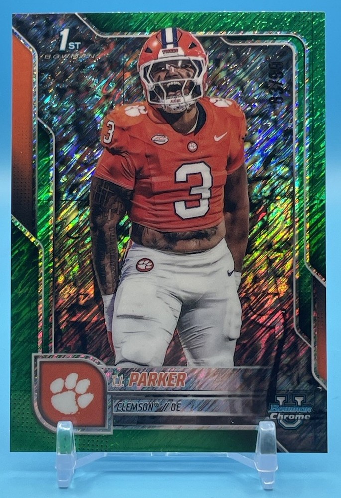 TJ PARKER 2025 Bowman Chrome U #114 Green Shimmer /99 1st Clemson Tigers