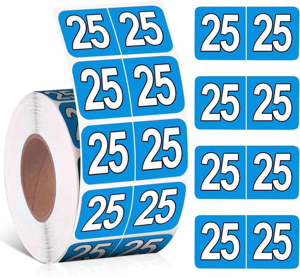 500 Pieces 2025 Year Stickers File Folder Labels Rectangle Coded Blue