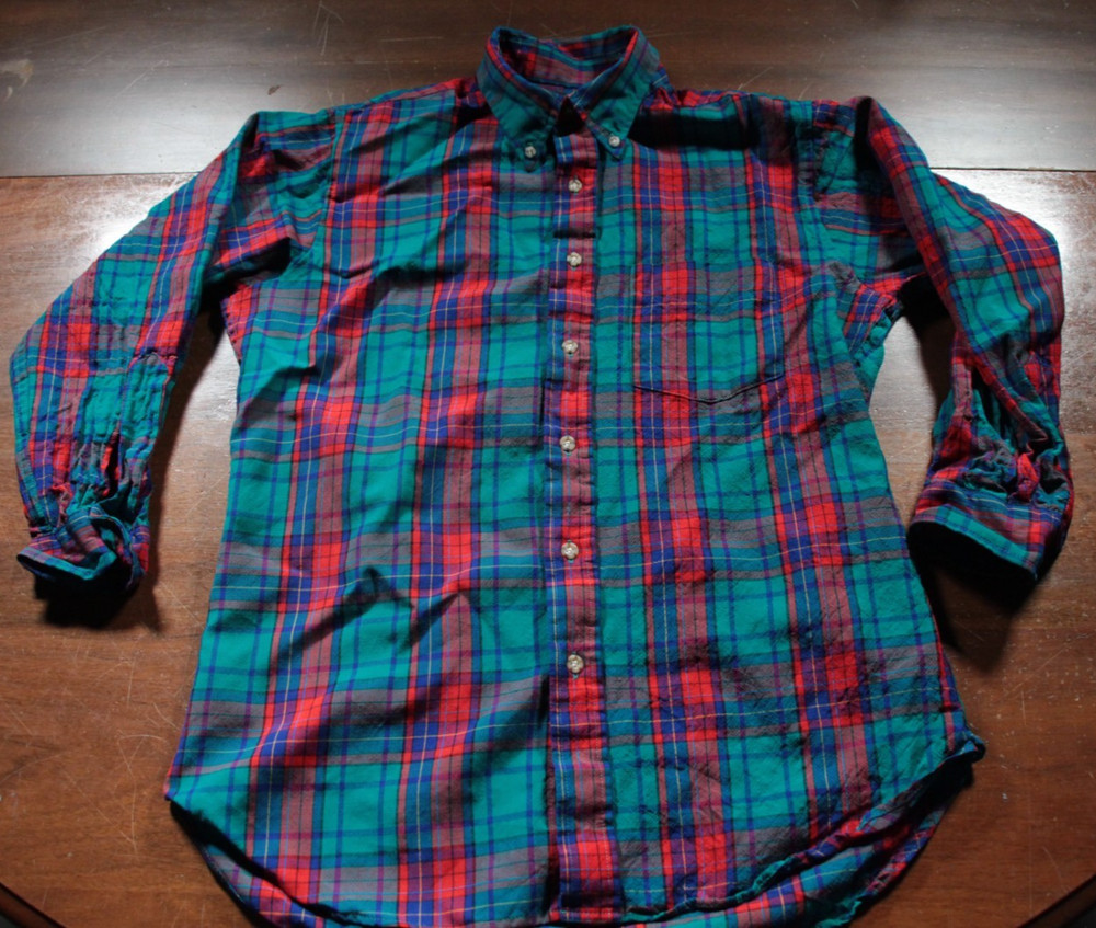 Vintage Men's Sire Pendleton Button Down Wool Plaid Shirt M Distressed