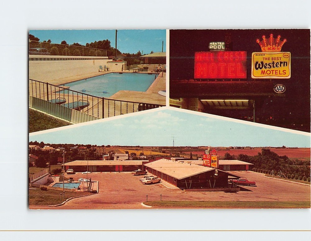 Postcard Hill Crest Motel Pratt Kansas USA