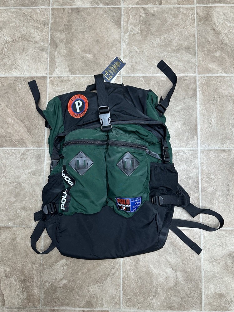 Ralph Lauren Polo Sport Utility Roll-Top Backpack Vintage Rare NWT VTG Green