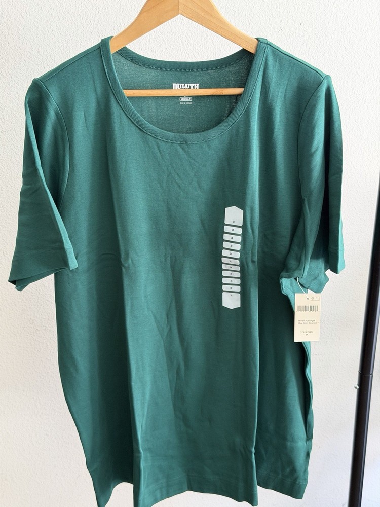 NWT Duluth Trading Women’s Plus 3X Longtail T Elbow Sleeve Scoop Neck Green Top