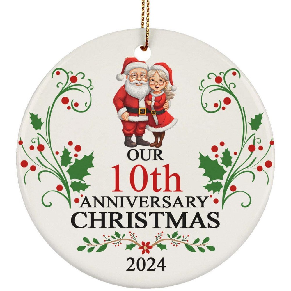 Santa Claus Love Couple Ornament Our 10th Anniversary Christmas 10 Year Keepsake