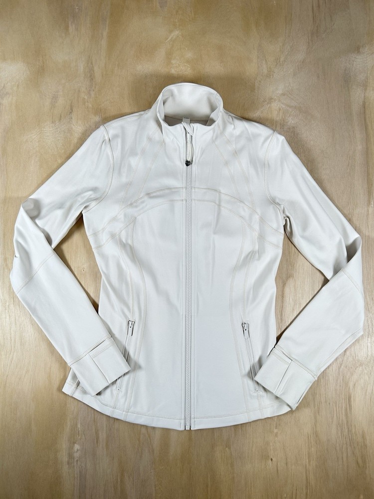 Lululemon Define Jacket Women 10 White Full Zip Track Thumbhole Pockets Athletic