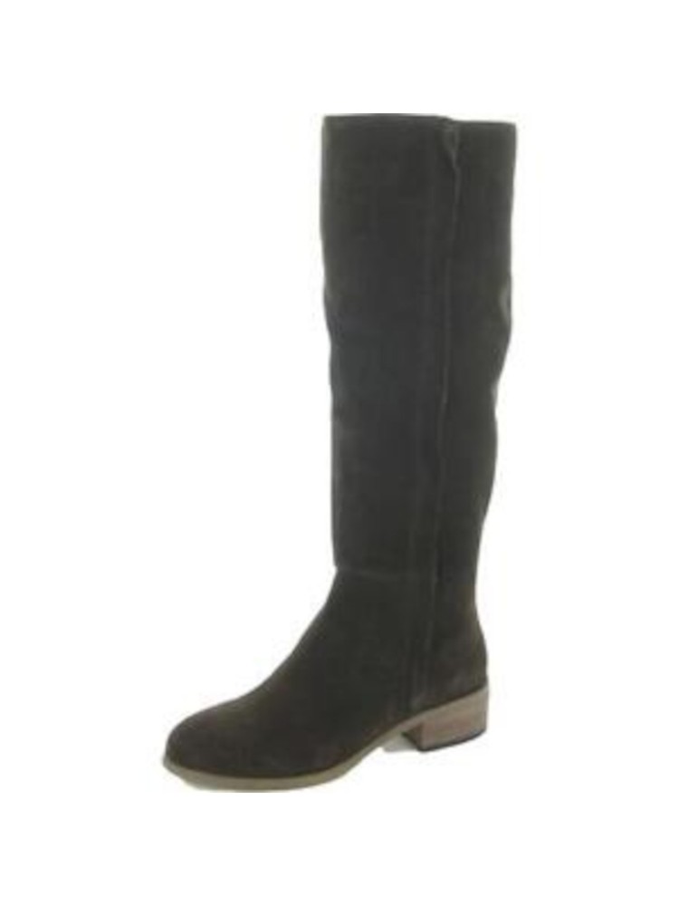 SPLENDID Womens Brown Keaton Round Toe Stacked Heel Leather Riding Boot 7.5