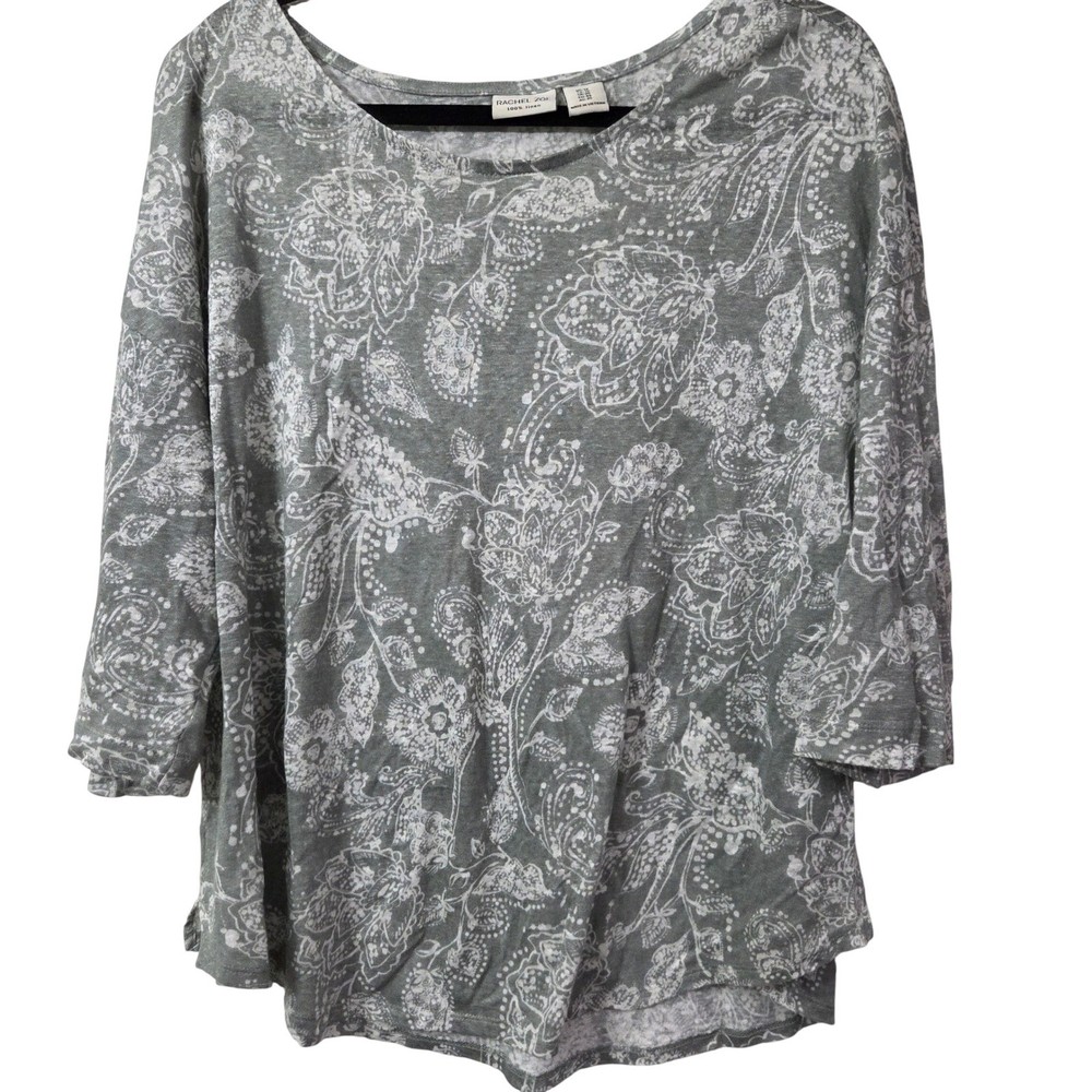 100% Linen bohemain floral blouse Rachel Zoe womens size 1X Plus Size