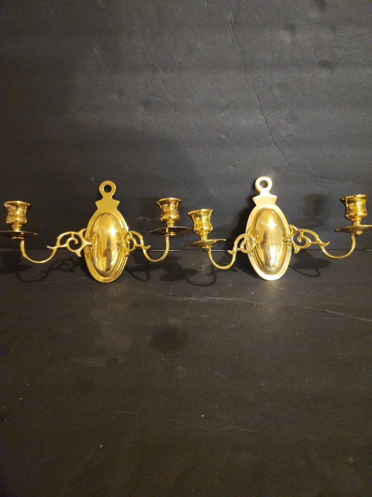 Vintage Candle Sconce Solid Brass Double Arm Wall Mount Candelabra