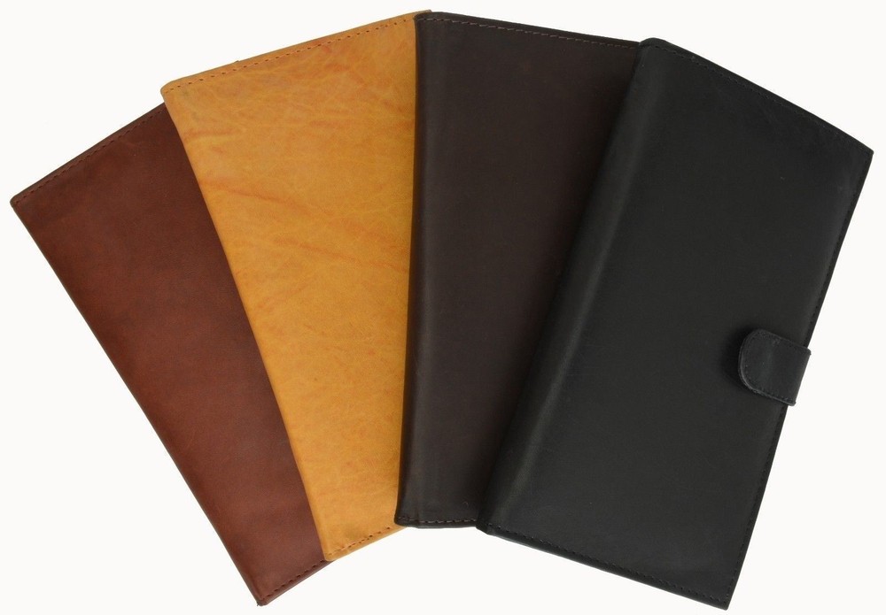 Mens Genuine Leather 19 Credit Card Wallet Checkbook Holder ID Snap Secretary