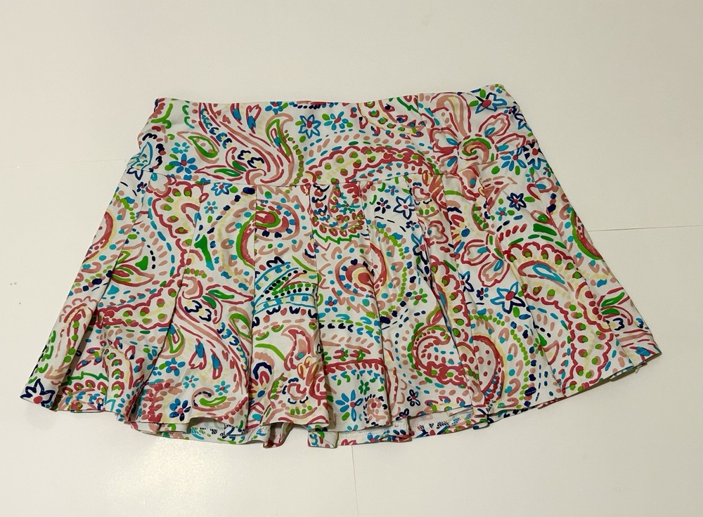 Aryeh Pink Paisley Floral Ruffle Skort Size Medium Women's Activewear