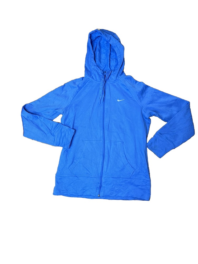 Nike Women's Size M Therma- Fit Full Zip Fleece Lined  Blue Hooded Jacket