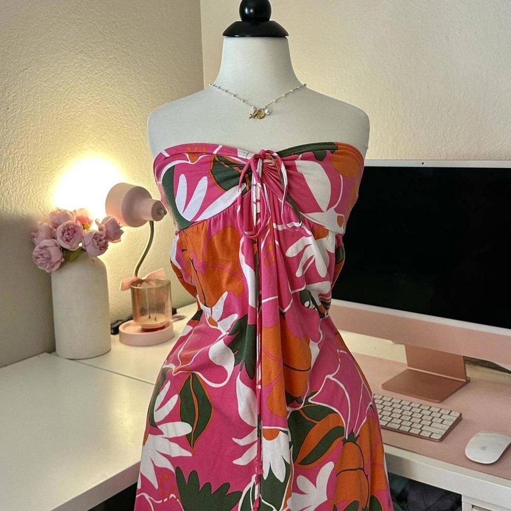Roxy strapless floral print Vibtage Y2k mini dress