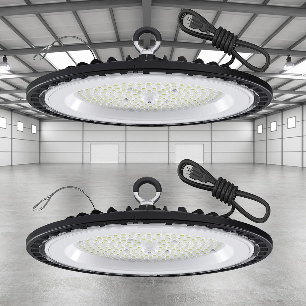 2 Pack 200W LED High Bay Light 21000LM 5000K Daylight UFO for Warehouse