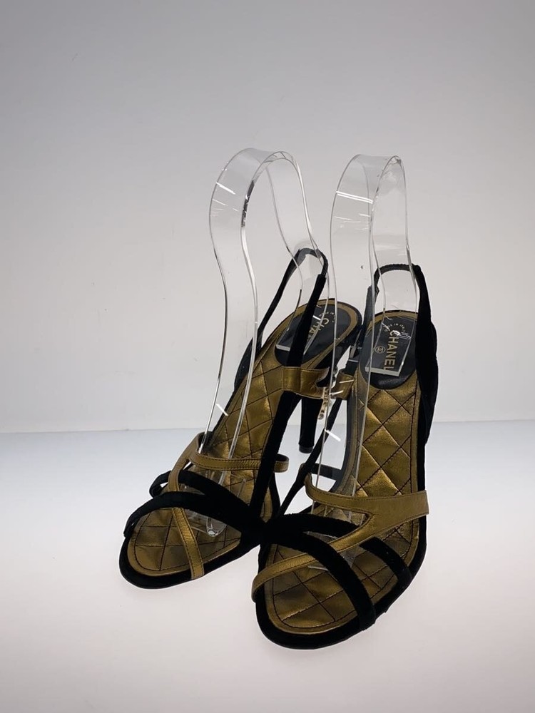 CHANEL Beige Leather Matelassé Heel Sandal Backstrap Size EU 39.5 Pre-Owned