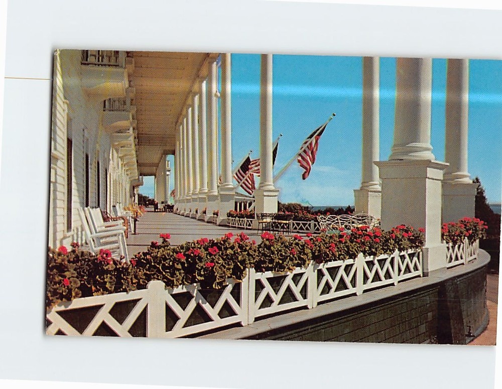 Postcard The Grand Hotel Porch Mackinac Island Michigan USA