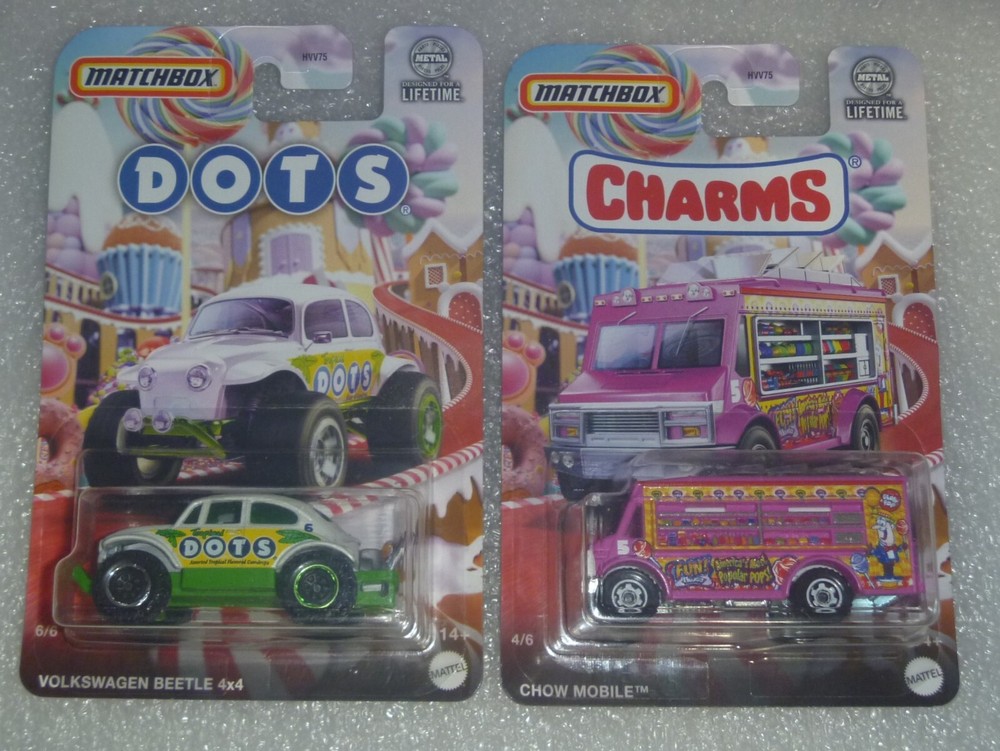 MATCHBOX Dots VW Beetle & Charms  Chow Mobile Vehicles By Mattel~*~NIP