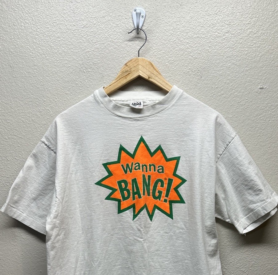 Vintage 90s Wanna Bang Orange Juice T Shirt XL Single Stitch USA Cotton