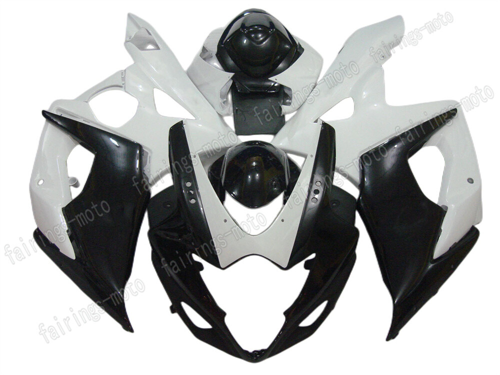 2005-2006 GSX-R 1000 ABS Fairing Set in White Black Injection Plastic A01