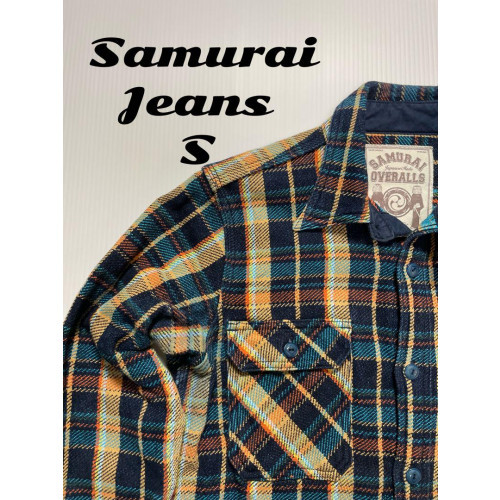 Samurai Jeans. Heavyweight flannel work shirt in check pattern. Size S