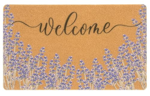 Spring Lavender Welcome Doormat – Non-Slip Coir for Outdoor Summer Entrances