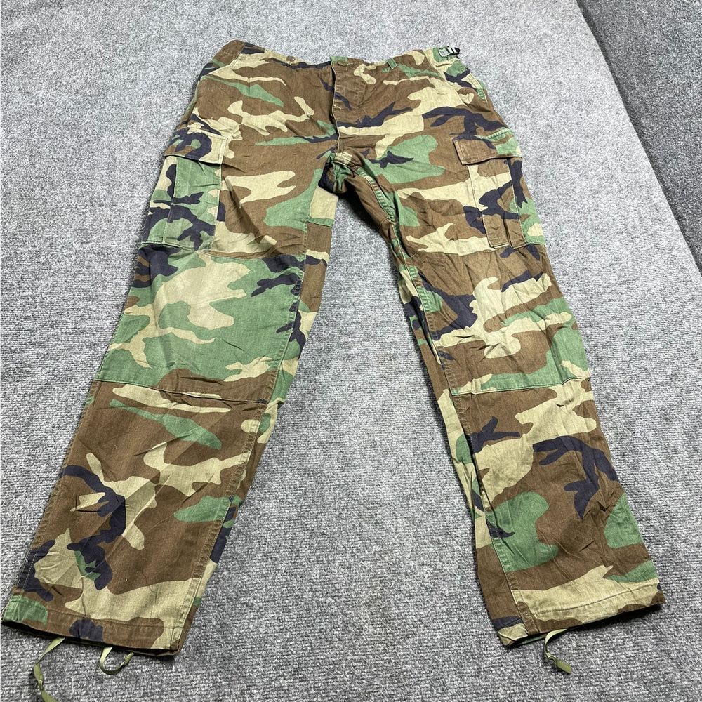 Men's Camo Cargo Pants Military Style Button Fly Regular Fit Size L