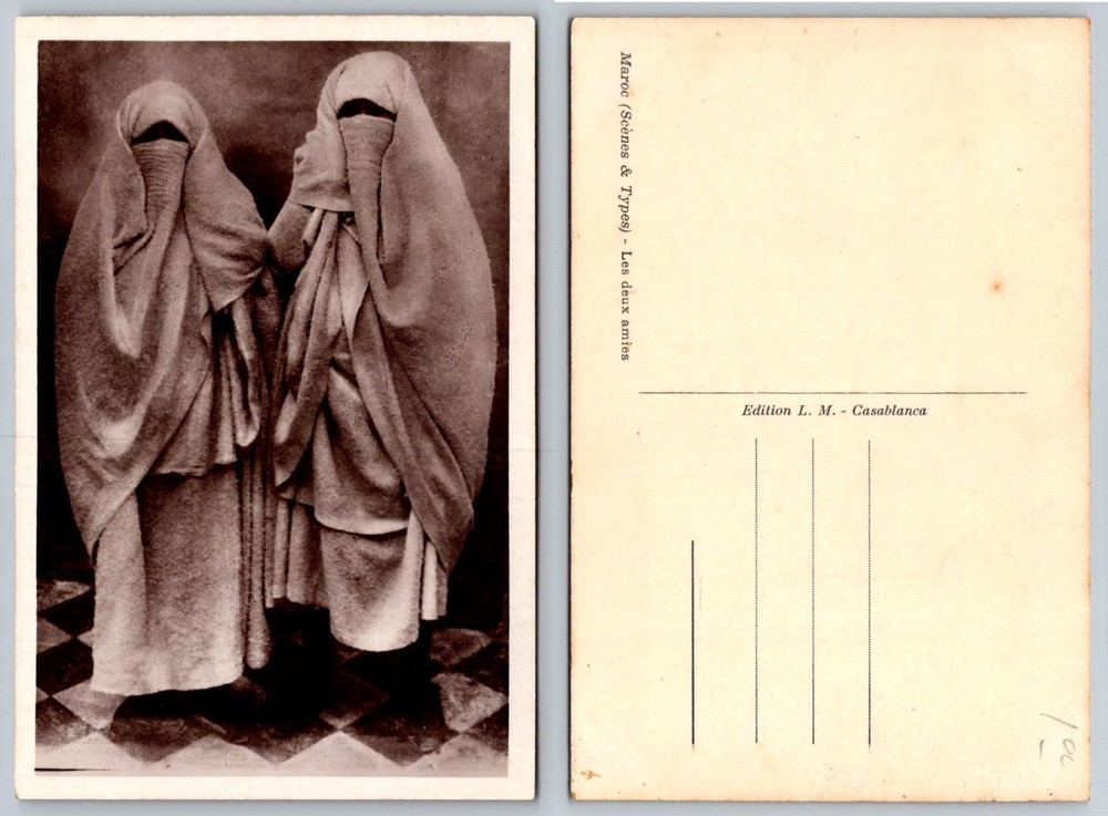 RPPC Morocco Casablanca Veiled Women 
