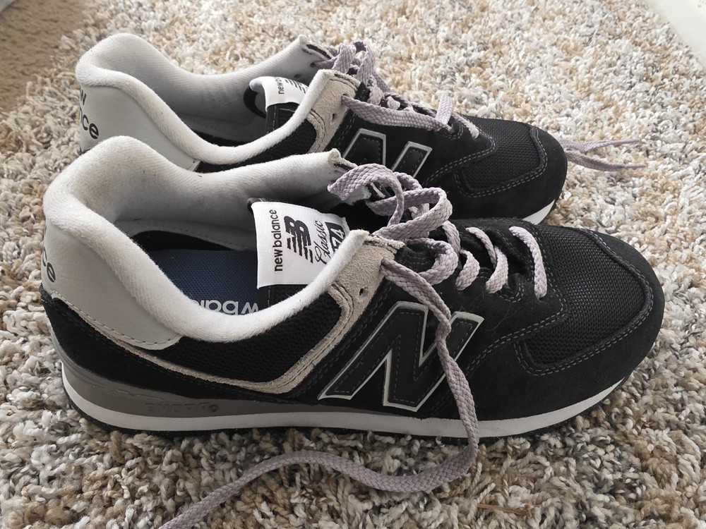 New Balance Classic 574 Men's Low Top Athletic Sneakers Black White Casual