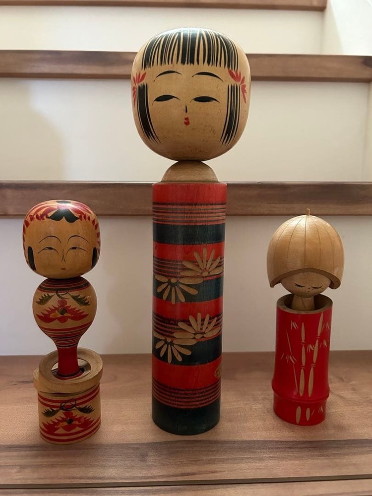 Kokeshi Dolls Set of 3 Traditional Japanese Wooden Art Crafts