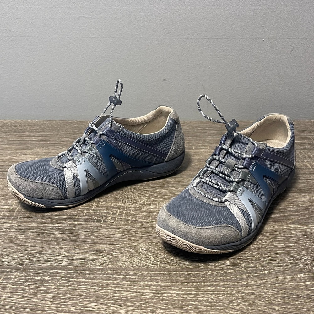 Dansko Womens Shoes Henriette Suede Size 37 US 7 Navy Blue Fabric Bungee Tie EUC