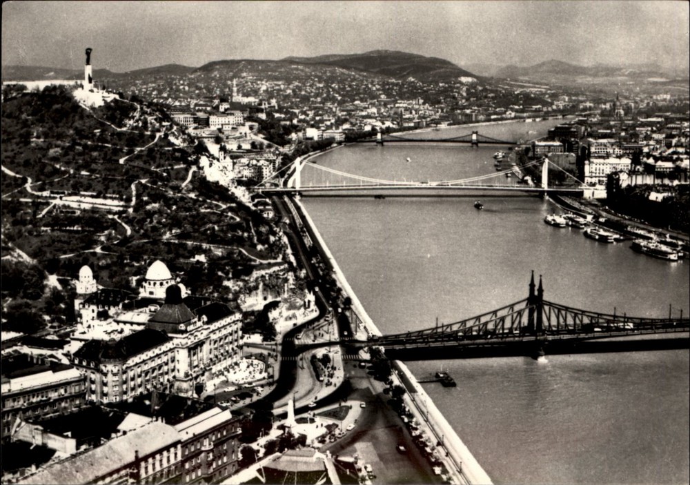 RPPC Aerial View Budapest Hungary vintage postcard v564