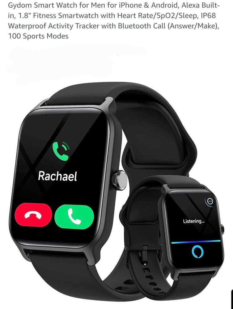 Gydom 1.8 Inch Smartwatch for Men with Alexa Built-in, Fitness Tracker for iPhone & Android