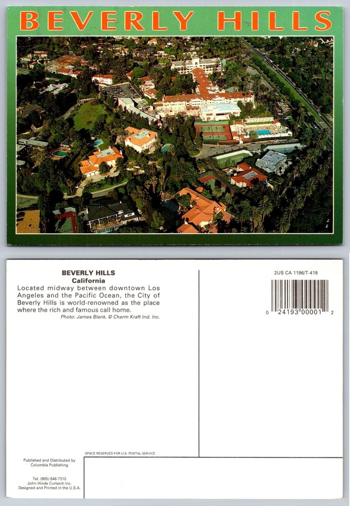 Beverly Hills California Aerial View Postcard – James Blank Photo
