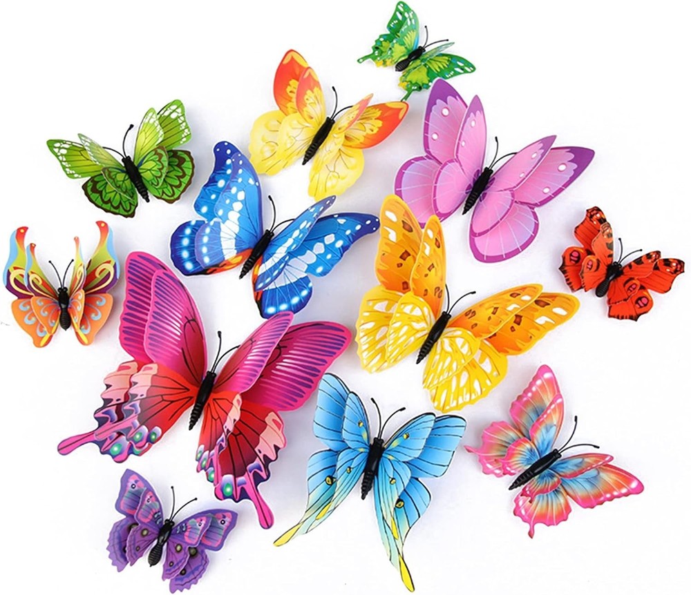 24PCS 3D Butterfly Wall Decor Stickers with Magnets Colorful Party Decor
