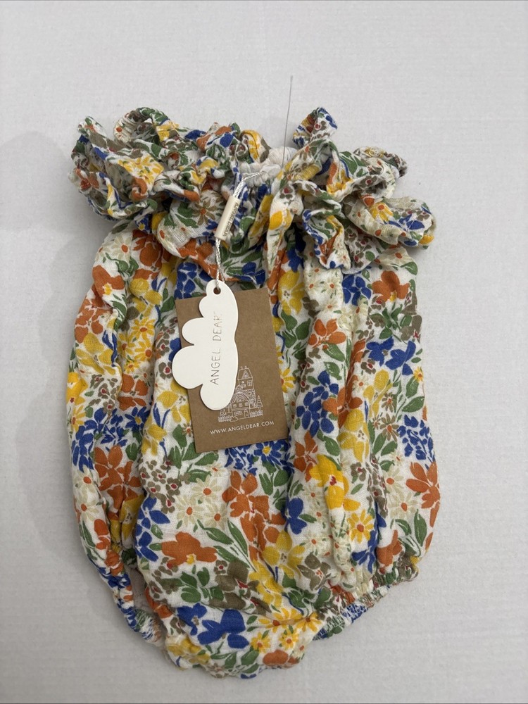 Angel Dear Baby Girl Bubble Romper Floral Multicolor 6-12 Mons NEW Gauze Cotton