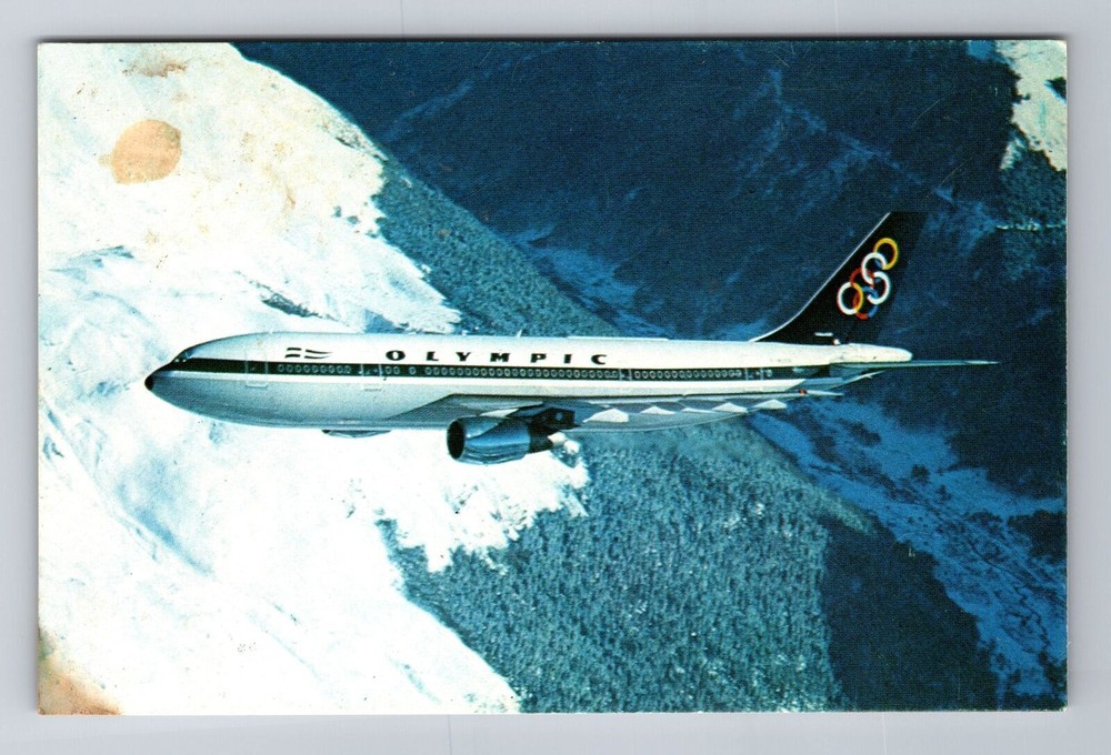 Vintage Olympic Airways Airbus A300 Postcard Souvenir  