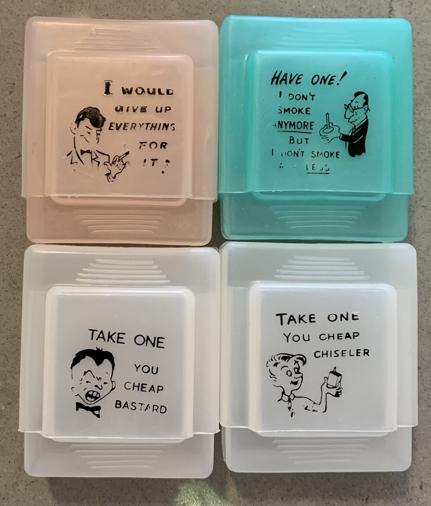 Novelty Vintage Cigarette Case & Match Holder Set Of 4