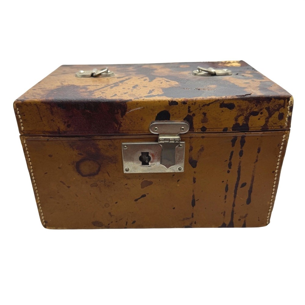 1920's Chinese Mahjong Set Bone and Bamboo Tiles in Leather Case Antique Game