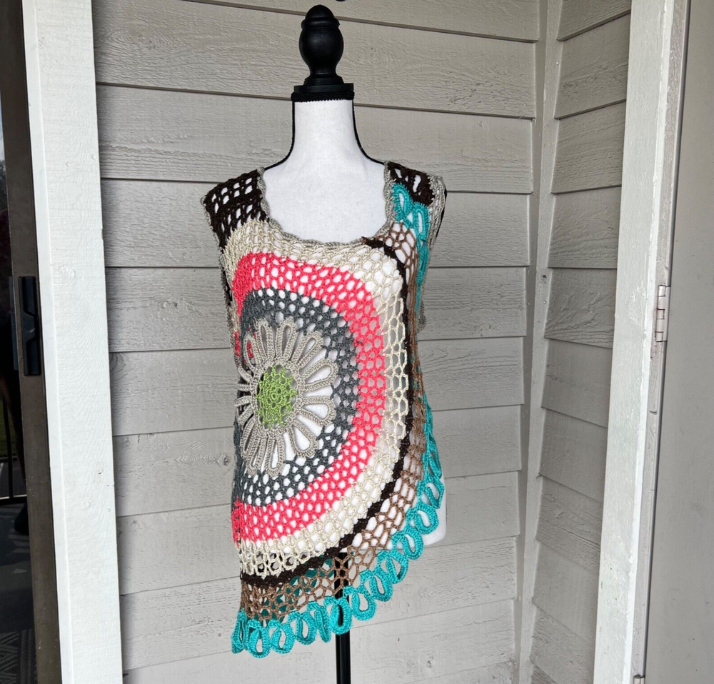 Vintage Y2K Crochet Knit Multi-Color Top