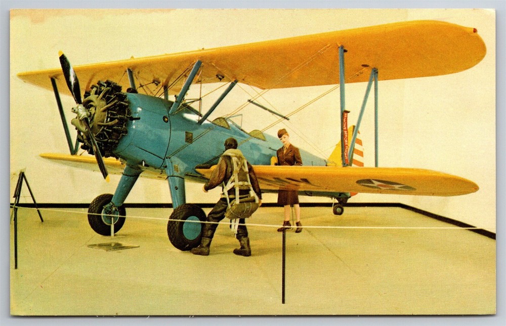Stearman Pt-13D Kaydet Biplane Trainer Air Force Museum Ohio Postcard L27