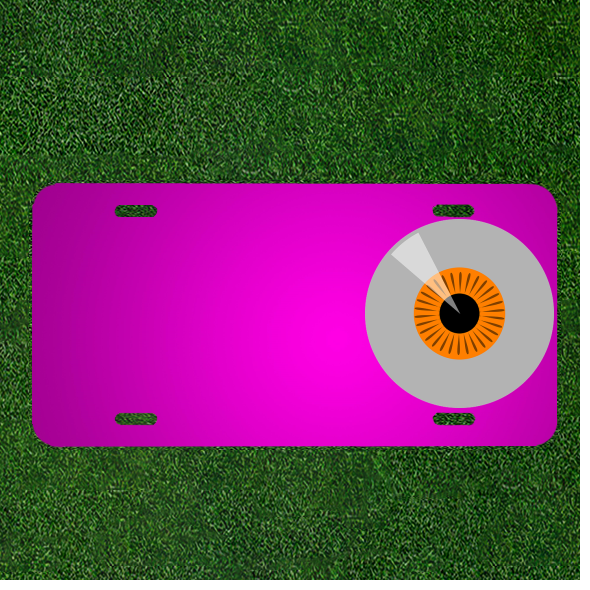 Create a Unique Custom Car License Plate with Personalized Names on a Vibrant Eyeball Iris Orange Design