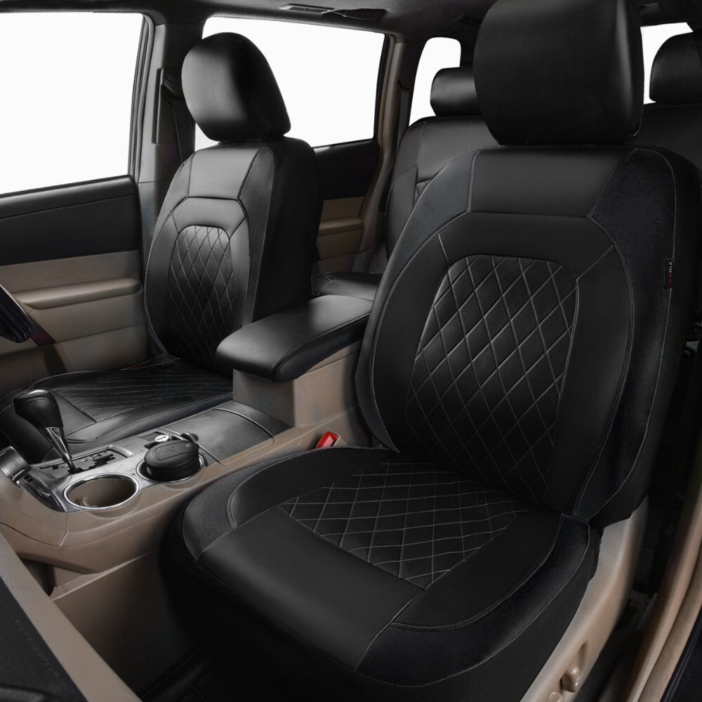 PU Leather Full Set Car Seat Covers Front Rear Cushion Interior Accessories 9Pc